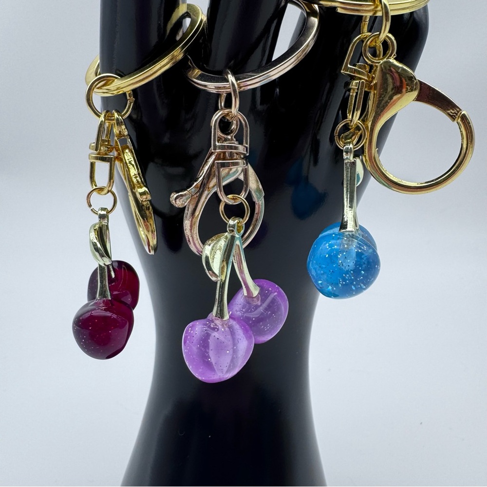 Handmade Cherry Keychains Choose Color
